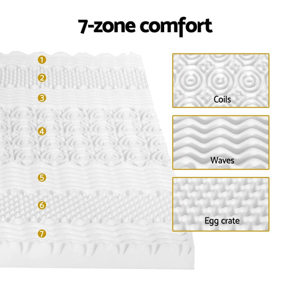 Giselle Bedding Memory Foam Mattress Topper 7 - Zone Airflow Pad 8cm Queen White - RnR Galore