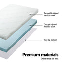 Giselle Bedding Memory Foam Mattress Topper Cool Gel Bed Mat Bamboo 10cm Double - RnR Galore