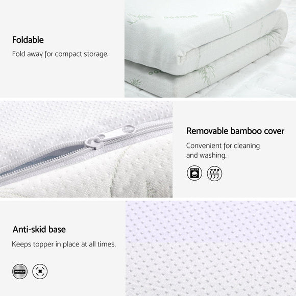 Giselle Bedding Memory Foam Mattress Topper Cool Gel Bed Mat Bamboo 10cm Single - RnR Galore