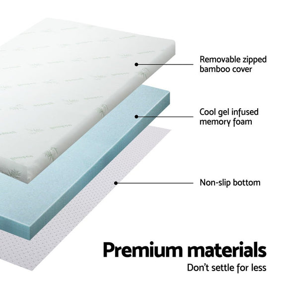 Giselle Bedding Memory Foam Mattress Topper Cool Gel Bed Mat Bamboo 10cm Single - RnR Galore