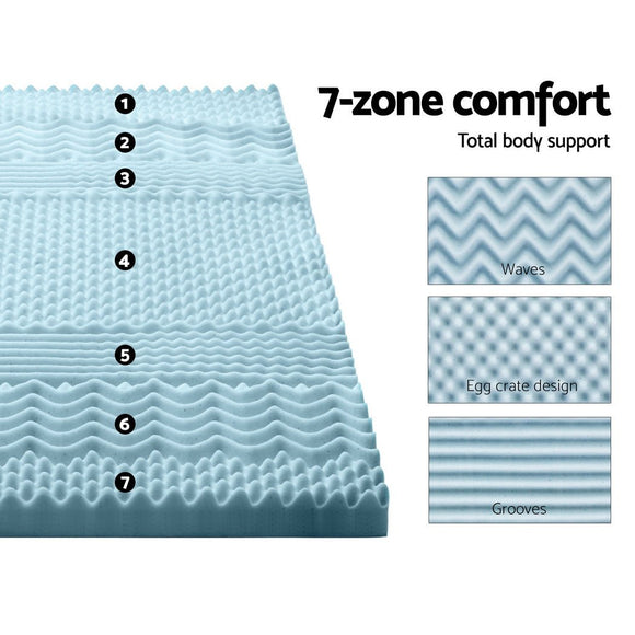 Giselle Memory Foam Mattress Topper 7 - Zone 8cm King Single - RnR Galore
