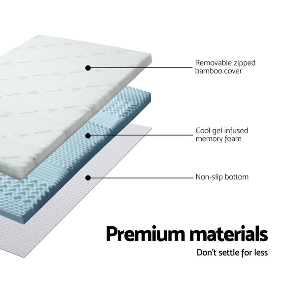 Giselle Memory Foam Mattress Topper 7 - Zone 8cm King Single - RnR Galore