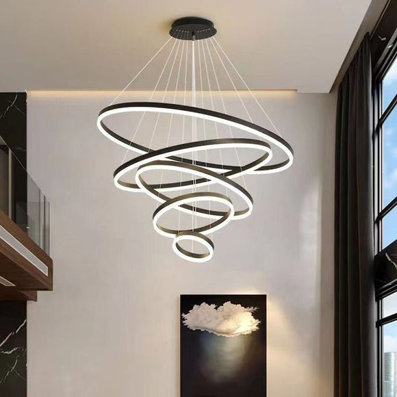 Gold 4 Rings Minimalist LED Pendant Light Adjustable Circular Chandelier - RnR Galore