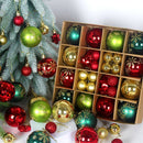 Gold and pink 44 - Piece Assorted Christmas Baubles Set with Elegant Designs in Wooden Gift Box - 3 - 6cm Decorative Ornaments for Tree, Home & Holiday Display - RnR Galore