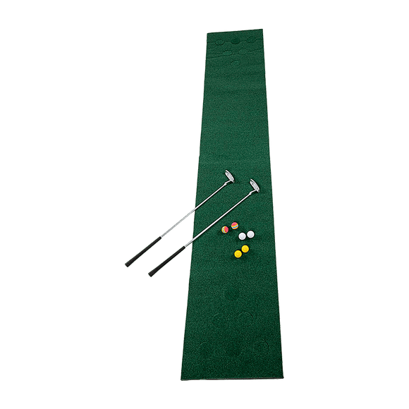 Golf Beer Pong Game Toy Set Green Golf Putting Matt with 2 Putters, 6 Balls - RnR Galore