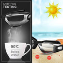 Gray Swim Goggles Set with Cap, Nose Clip, Earplugs & Case: Anti - Fog UV Protection for Men & Women - RnR Galore