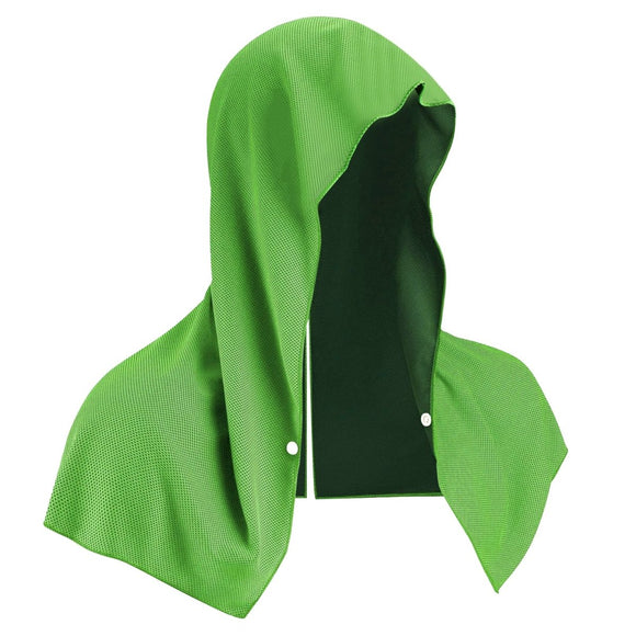 Green 5 - Pack Instant Cooling Towel Set - UPF Sun Protection Hooded Ice Towels for Sports & Outdoor Activities - RnR Galore