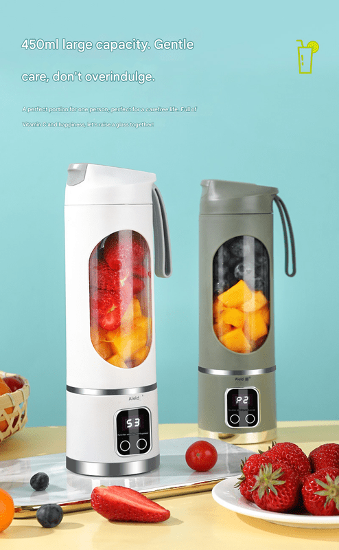 Green 7.4V Portable Blender Smoothie Maker 450ml Wireless Rechargeable Juicer Cup with 12 - Blade Stainless Steel Cutter, LED Digital Display, USB Charging Personal Blender for Travel Gym Office Home - RnR Galore
