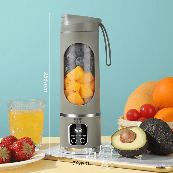 Green 7.4V Portable Blender Smoothie Maker 450ml Wireless Rechargeable Juicer Cup with 12 - Blade Stainless Steel Cutter, LED Digital Display, USB Charging Personal Blender for Travel Gym Office Home - RnR Galore