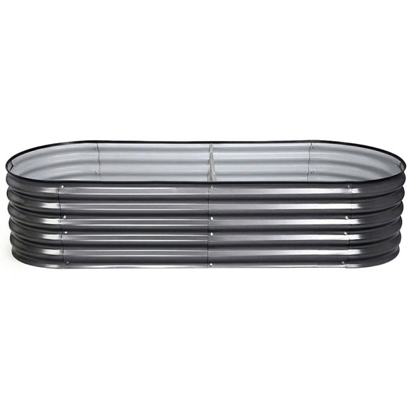 Green Fingers 3 Pcs Raised Garden Bed Kit Oval Galvanized Steel Planter Boxes 160x80x42cm, Heavy Duty Metal Elevated Garden Bed for Vegetables Flowers Herbs, with Safety Edging, Gloves & Pegs Included - RnR Galore