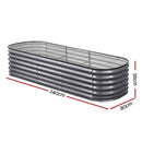 Green Fingers 3 Pcs Raised Garden Bed Kit Oval Galvanized Steel Planter Boxes 240x80x56cm, Heavy Duty Metal Elevated Garden Bed for Vegetables Flowers Herbs, with Safety Edging, Gloves & Pegs Included - RnR Galore