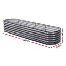 Green Fingers 3 Pcs Raised Garden Bed Kit Oval Galvanized Steel Planter Boxes 320x80x56cm, Heavy Duty Metal Elevated Garden Bed for Vegetables Flowers Herbs, with Safety Edging, Gloves & Pegs Included - RnR Galore