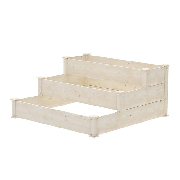 Green Fingers 3 - Tier Wooden Raised Garden Bed Elevated Ground Vegetable Planter Box - RnR Galore