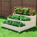 Green Fingers 3 - Tier Wooden Raised Garden Bed Elevated Ground Vegetable Planter Box - RnR Galore