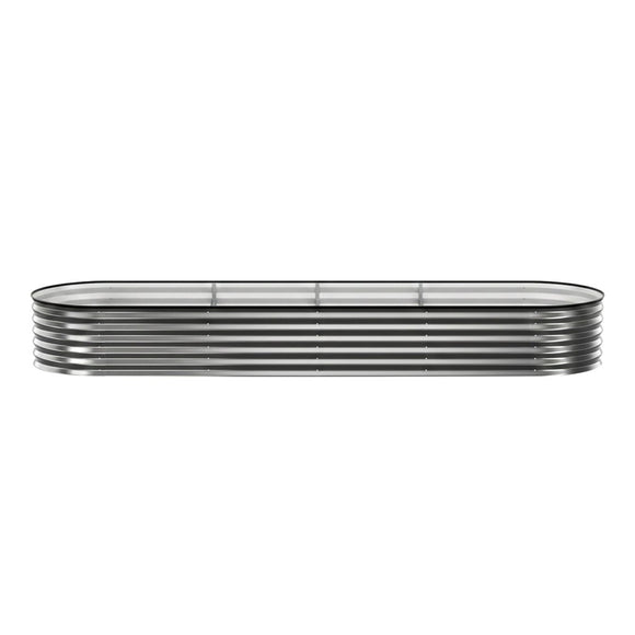 Green Fingers 4 Pcs Raised Garden Bed Kit Oval Galvanized Steel Planter Boxes 320x80x42cm, Heavy Duty Metal Elevated Garden Bed for Vegetables Flowers Herbs, with Safety Edging, Gloves & Pegs Included - RnR Galore