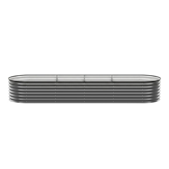 Green Fingers 4 Pcs Raised Garden Bed Kit Oval Galvanized Steel Planter Boxes 320x80x56cm, Heavy Duty Metal Elevated Garden Bed for Vegetables Flowers Herbs, with Safety Edging, Gloves & Pegs Included - RnR Galore
