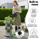 Green Fingers 5 Tier Vertical Garden Planter, Stackable Planters with 4 Wheels, Grey, Raised Garden Bed, Garden Tower Indoor Outdoor, Auto Drainage System, for Strawberries, Herbs, Flower, Vegetables - RnR Galore