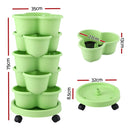 Green Fingers 5 Tier Vertical Garden Planter, Stackable Planters with Wheels, Light Green, Garden Bed, Garden Tower Indoor Outdoor, Auto Drainage System, for Strawberries, Herbs, Flowers, Vegetables - RnR Galore