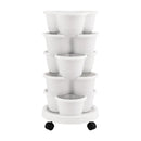 Green Fingers 5 Tier Vertical Garden Planter, Stackable Planters with Wheels, White, Garden Bed, Garden Tower Indoor Outdoor, Auto Drainage System, for Strawberries, Herbs, Flowers, Vegetables - RnR Galore