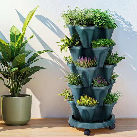 Green Fingers Garden Bed 5 Tier Vertical Garden Strawberry Stackable Planters Herbs Petunias - RnR Galore