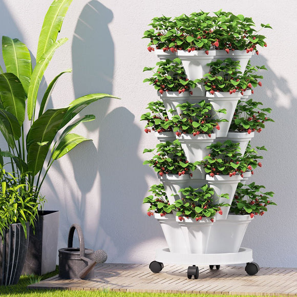 Green Fingers Garden Bed 5 Tier Vertical Garden Strawberry Stackable Planters Herbs Petunias - RnR Galore