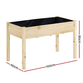 Green Fingers Garden Bed Elevated 120x60x80cm Wooden Planter Box Raised Container - RnR Galore