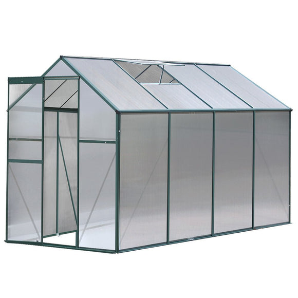 Green Fingers Greenhouse 2.52x1.9x1.83M Aluminium Polycarbonate Green House Garden Shed - RnR Galore