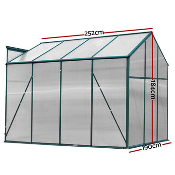 Green Fingers Greenhouse 2.52x1.9x1.83M Aluminium Polycarbonate Green House Garden Shed - RnR Galore
