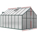 Green Fingers Greenhouse 4.43x2.44x2.15M Aluminium Polycarbonate Green House Garden Shed - RnR Galore