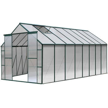 Green Fingers Greenhouse 5.1x2.44x2.1M Aluminium Polycarbonate Green House Garden Shed - RnR Galore