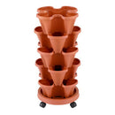 Green Fingers Raised Garden Bed 5 Tier Vertical Garden Brick Red Strawberry Stackable Planters Herbs Petunias - RnR Galore