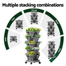 Green Fingers Raised Garden Bed 5 Tier Vertical Garden Grey Strawberry Stackable Planters Herbs Petunias - RnR Galore