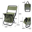 Green Portable 3 - in - 1 Folding Camping Chair with Storage Bag, Backrest, and Insulated Cooler for Outdoor Fishing, Hiking, and Picnics - RnR Galore
