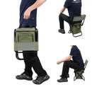 Green Portable 3 - in - 1 Folding Camping Chair with Storage Bag, Backrest, and Insulated Cooler for Outdoor Fishing, Hiking, and Picnics - RnR Galore