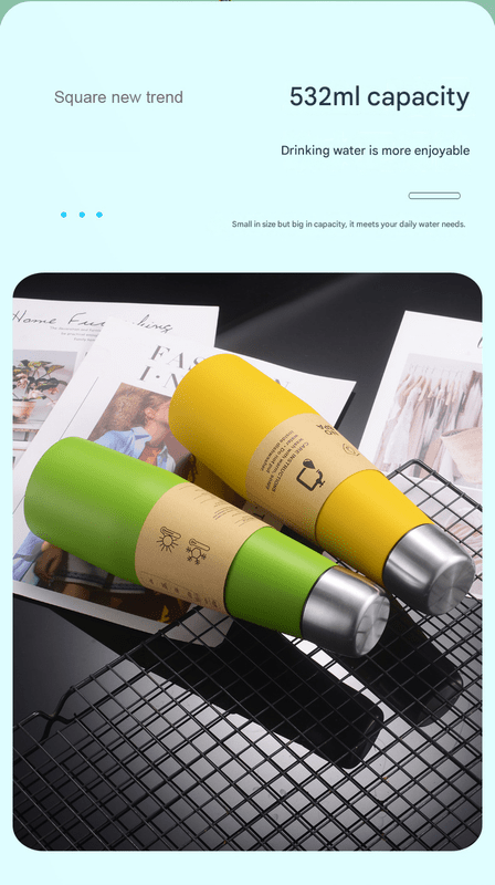 Green Premium 304 Stainless Steel Vacuum Insulated Water Bottle - 532ml Large Capacity Sports Flask with 12 - 24 Hour Thermal Retention, Leak - Proof Portable Travel Mug for Gym, Office, Car and Outdoor Activities - RnR Galore