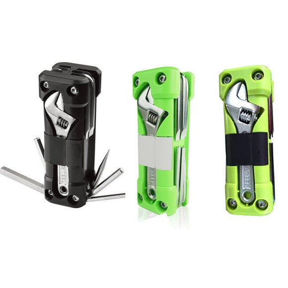 Green Versatile 16 - in - 1 Bike & Motorcycle Multi - Tool - Portable Repair Kit with Adjustable Wrench - RnR Galore