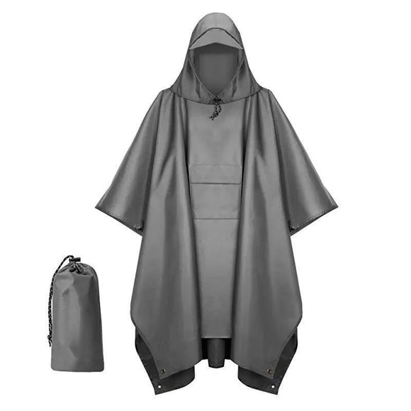 Grey 3 - in - 1 Multifunctional Outdoor Rain Poncho - Ground Mat & Shelter - Lightweight & Waterproof for Hiking & Camping - RnR Galore