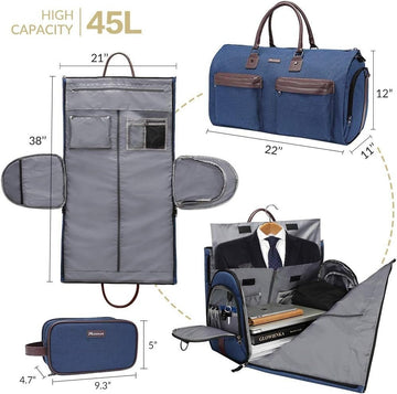 Grey 45L Garment Duffel Bag - Men's Travel Suit Bag - Carry On Weekender - RnR Galore