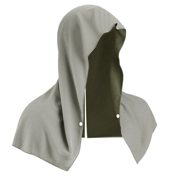 Grey 5 - Pack Instant Cooling Towel Set - UPF Sun Protection Hooded Ice Towels for Sports & Outdoor Activities - RnR Galore