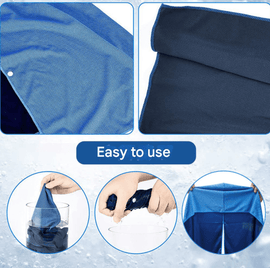 Grey 5 - Pack Instant Cooling Towel Set - UPF Sun Protection Hooded Ice Towels for Sports & Outdoor Activities - RnR Galore