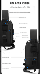 Grey and Brown Men's Anti - Theft Crossbody Sling Bag with USB Charging Port & Combination Lock - RnR Galore
