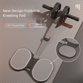 Grey Assisted Rebound Ab Roller with Foldable Knee Pad - Dual Wheel Core Trainer for Home Gym - RnR Galore