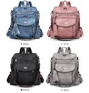Grey Chic Women's PU Leather Convertible Backpack - Anti - Theft Design, Multi - Pocket Shoulder Bag with Tassel - RnR Galore