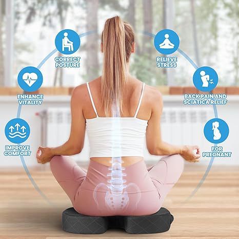 Grey Ergonomic Memory Foam U - Shaped Seat Cushion - Breathable Orthopedic Pressure Relief Pillow with ZIpper Cover & Handle (45 x 36 CM) - RnR Galore