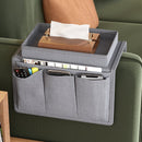Grey Foldable Sofa Armrest Organizer With 3 - Zones - 20kg Load Capacity, Thickended Oxford Cloth Storage Bag for Dorms, Cars & Living Rooms - RnR Galore