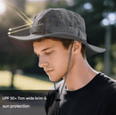 Grey Foldable Wide Brim Sun Hat Unisex Bucket Safari Cap Adjustable 56 - 60cm for Fishing Hiking Camping and Outdoor Travel - RnR Galore