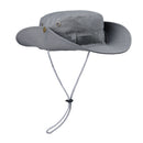 Grey Foldable Wide Brim Sun Hat Unisex Bucket Safari Cap Adjustable 56 - 60cm for Fishing Hiking Camping and Outdoor Travel - RnR Galore