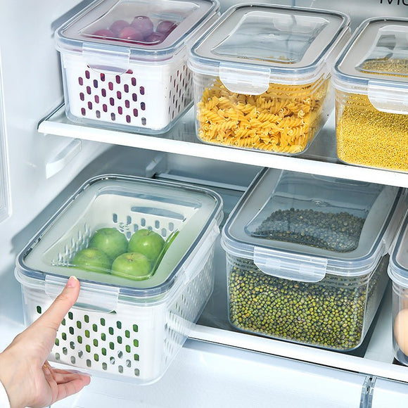 Grey Food - Grade Refrigerator Storage Container Set – Ventilated, Leak - Proof & Microwave - Safe Produce Keeper for Fruits, Vegetables & Meat (3 - Piece Set) - RnR Galore