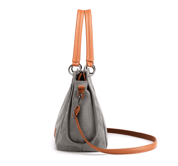 Grey Women's Canvas Hobo Handbag Large Shoulder Tote Bag Adjustable Crossbody Strap Casual Purse 40cm for Work School Travel - RnR Galore