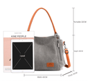 Grey Women's Canvas Hobo Handbag Large Shoulder Tote Bag Adjustable Crossbody Strap Casual Purse 40cm for Work School Travel - RnR Galore